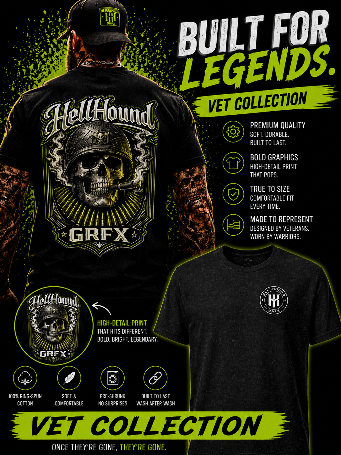 HHGRFX Veteran Helmet Graphic T-Shirt