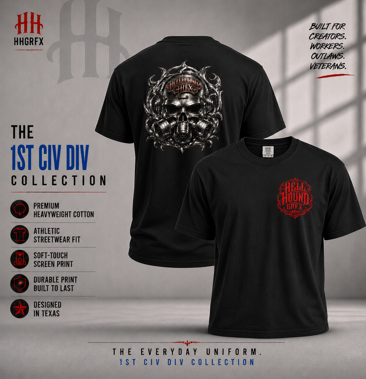 HHGRFX Chrome Gas Garment-Dyed Graphic T-Shirt